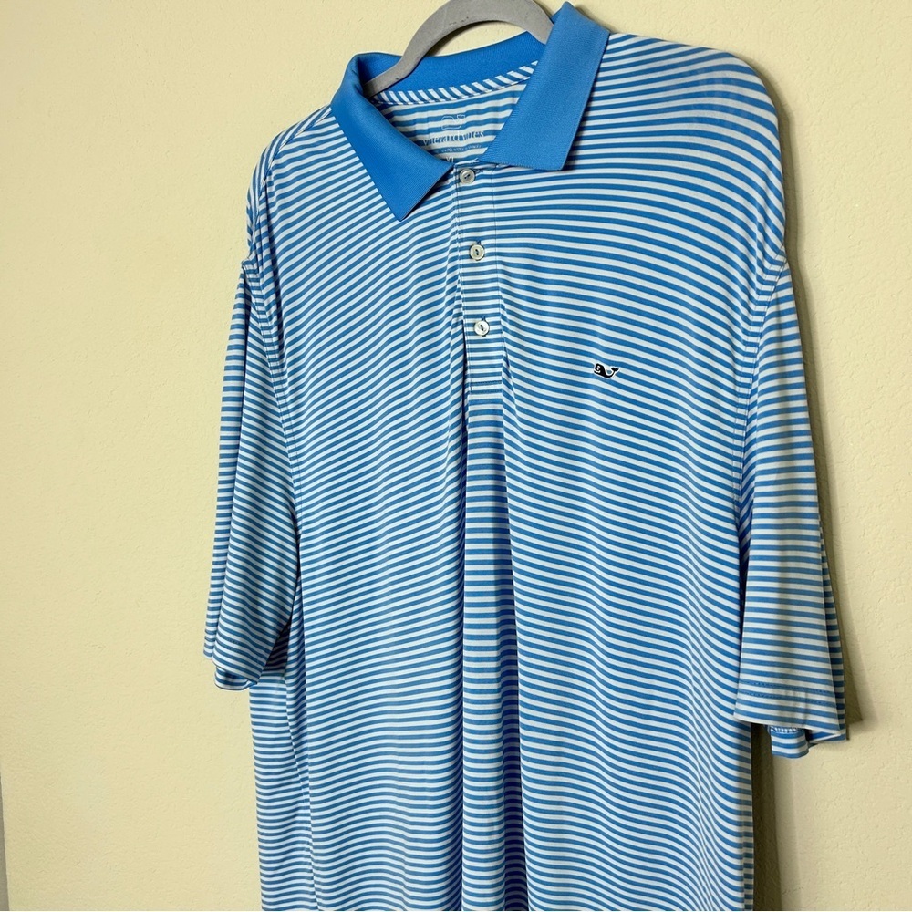 Vineyard Vines Blue and White Striped Golf Polo Size XL - Picture 2 of 8